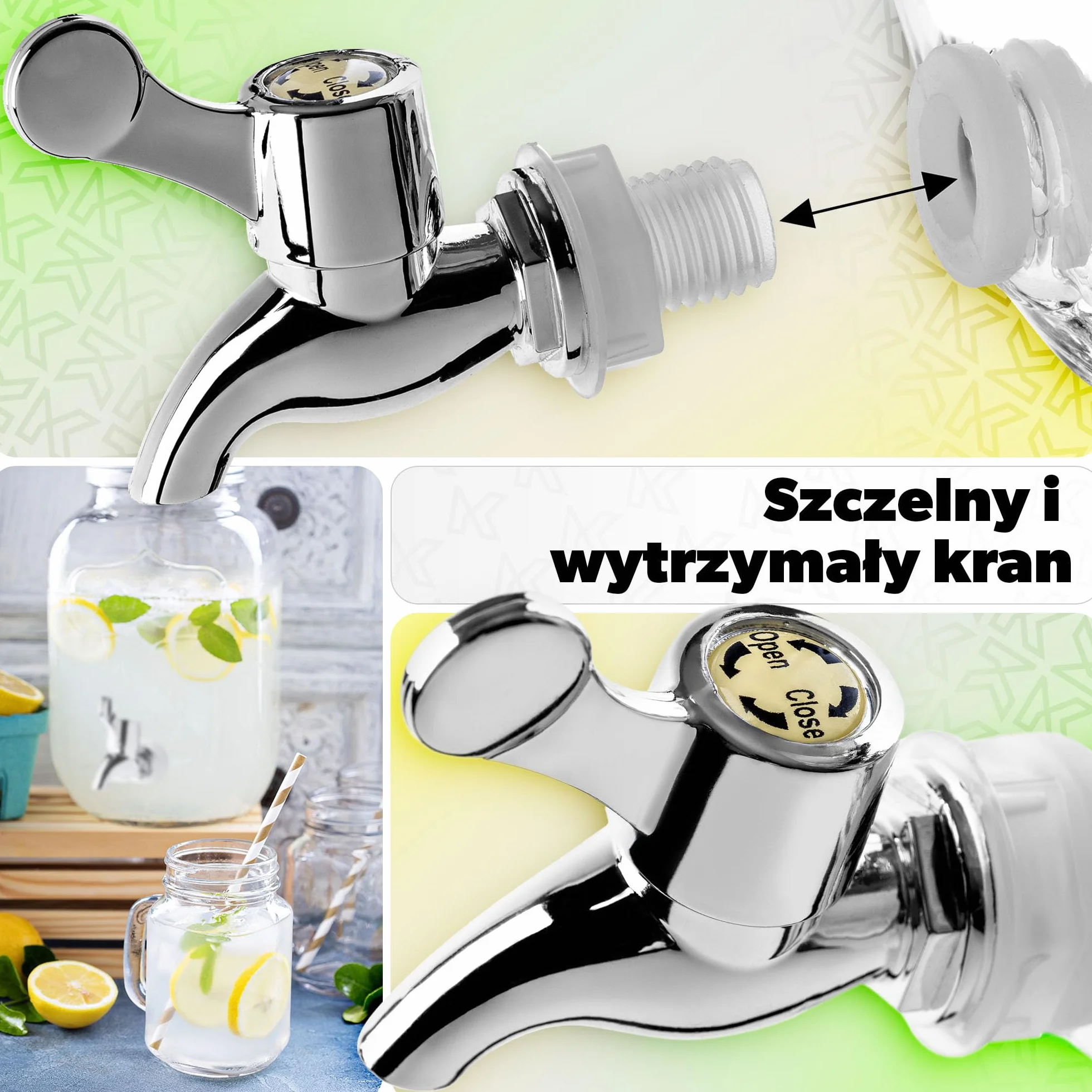 KADAX Dystrybutor napojów 4 l, szklany słój z kranikiem i pokrywką - do serwowania wody, soków i lemoniady; idealny na przyjęcia i grill