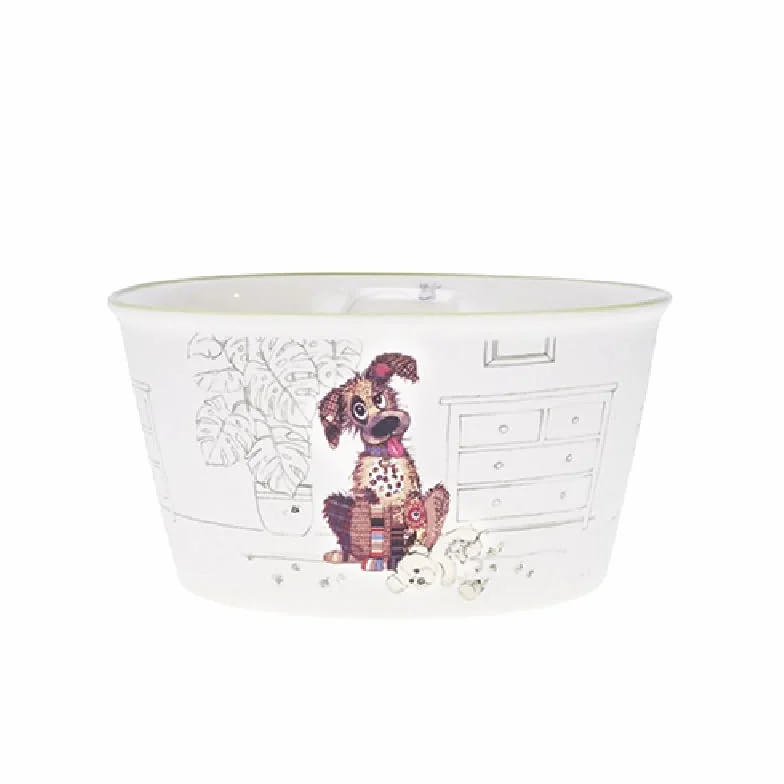 KIUB Miska bez uchwytu - Ładny wzór psa - materiał porcelanowy - pojemność 550ML