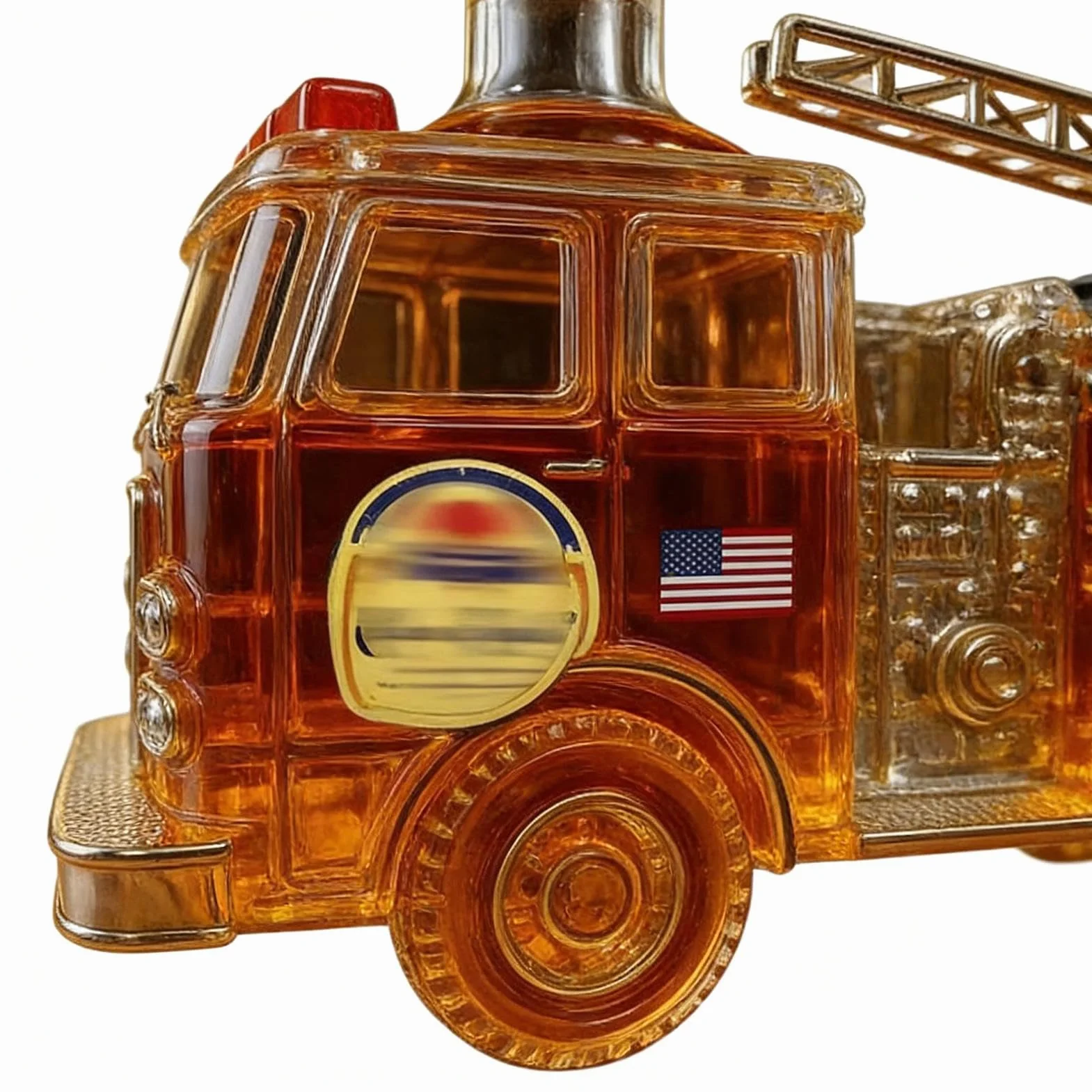 Karafka do alkoholu, 14,5x6x9,5 cm Ręcznie rzeźbiona butelka wina, 300 ml Szklana karafka do whiskey w kształcie strażackiego wozu na urodziny taty, brata, przyjęcie, bar, do domu