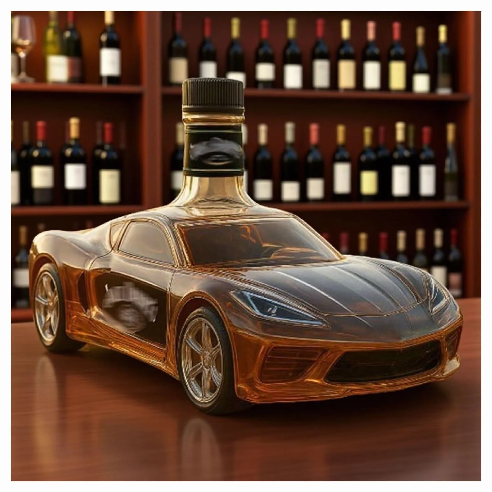 Karafka do whisky, 400 ml szklana butelka w kształcie samochodu, projekt samochodu sportowego 3D do domowego baru, pojemnik dozujący alkohol Mustang na imprezę pitną