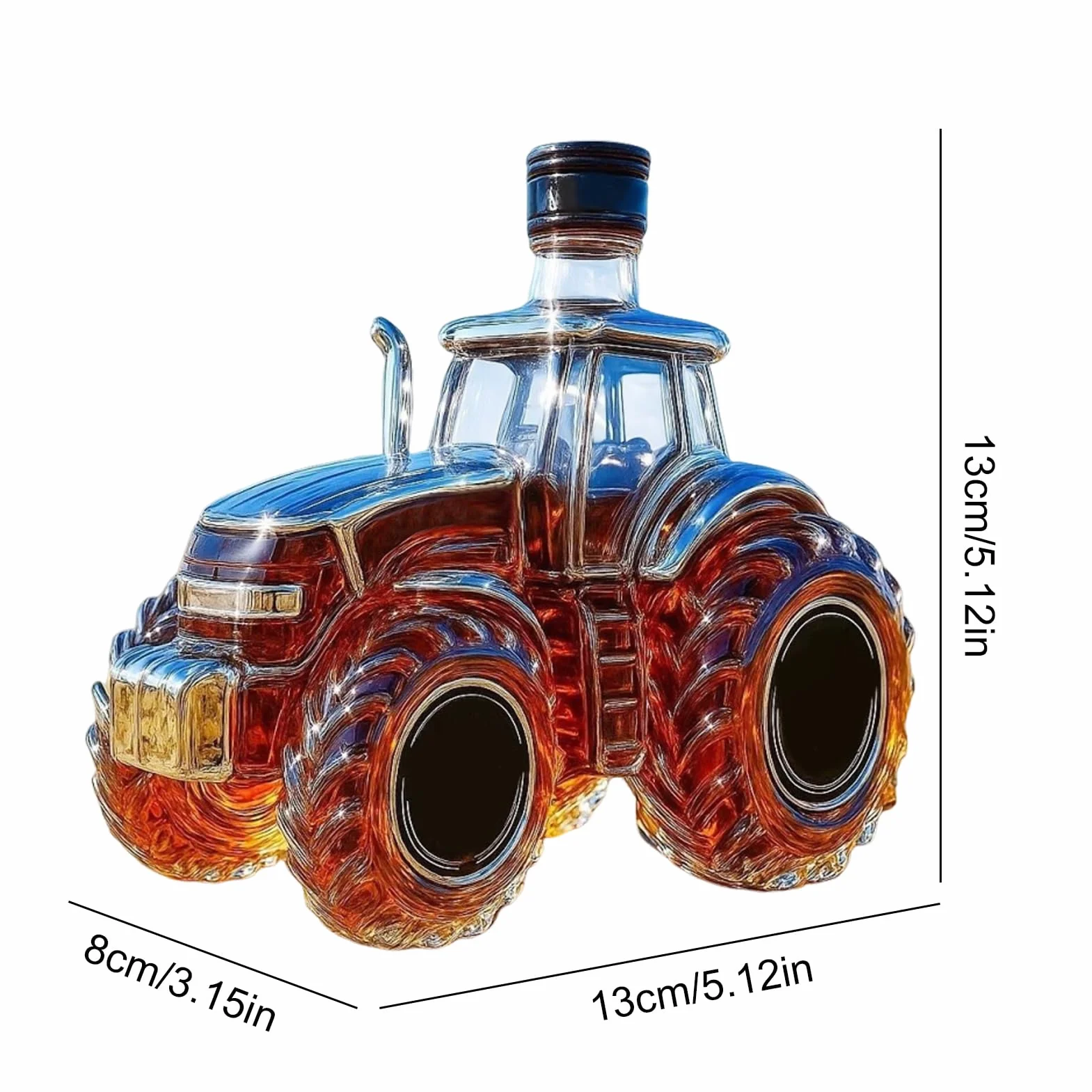Traktor Butelka na whisky, 300 ml, w kształcie traktora, szklana butelka na whisky, karafka na rodzinne imprezy, Boże Narodzenie, wesela, napoje