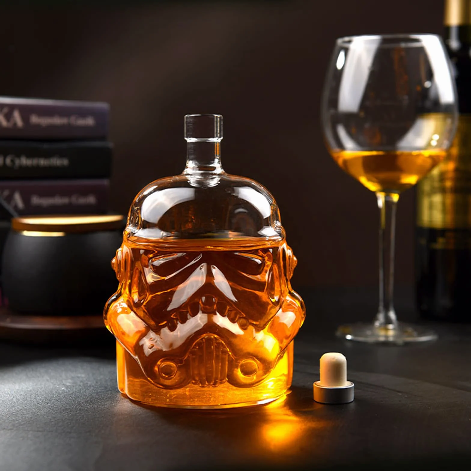 BestAlice Przezroczysta kreatywna karafka do whisky, zestaw z 2 szklankami, piersiówka, spersonalizowane, prezenty do burbona, szkockiej whisky, koniaku lub wina