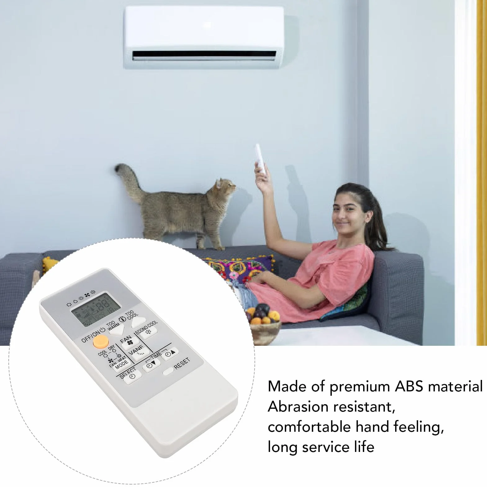RH18A Wymiana Zdalnego Sterowania AC dla Elektrycznego Klimatyzatora MSZ HR25VF MSZ HR35VF MSZ HR42VF MSZ HR50VF, z Wyświetlaczem LCD i Wszystkimi Funkcjami