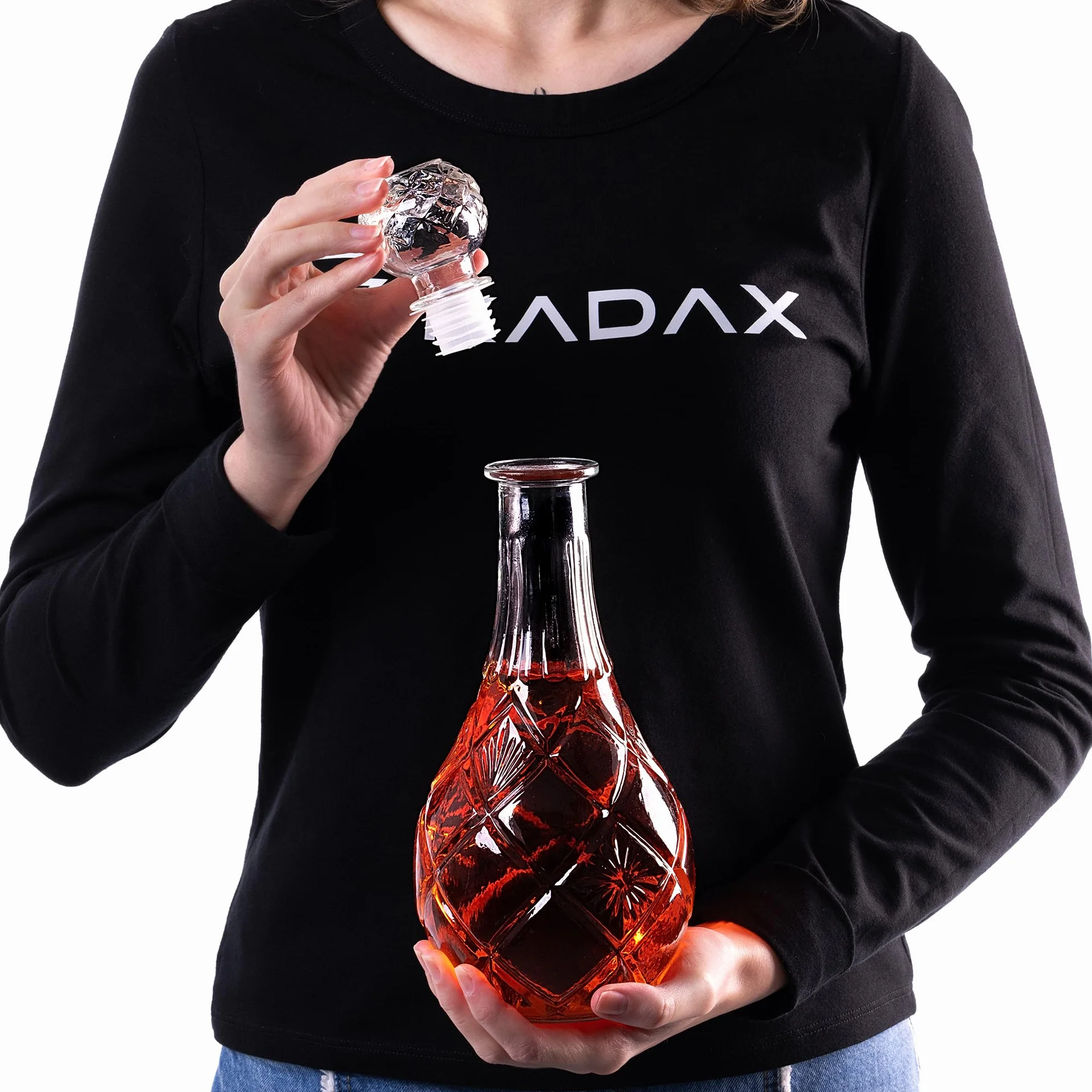 KADAX Karafka do napojów, stylowa karafka do whisky dla mężczyzn, klasyczna karafka do wina o wyjątkowym wzornictwie, butelka do whisky jako prezent (0,8 l, 1 szt.)