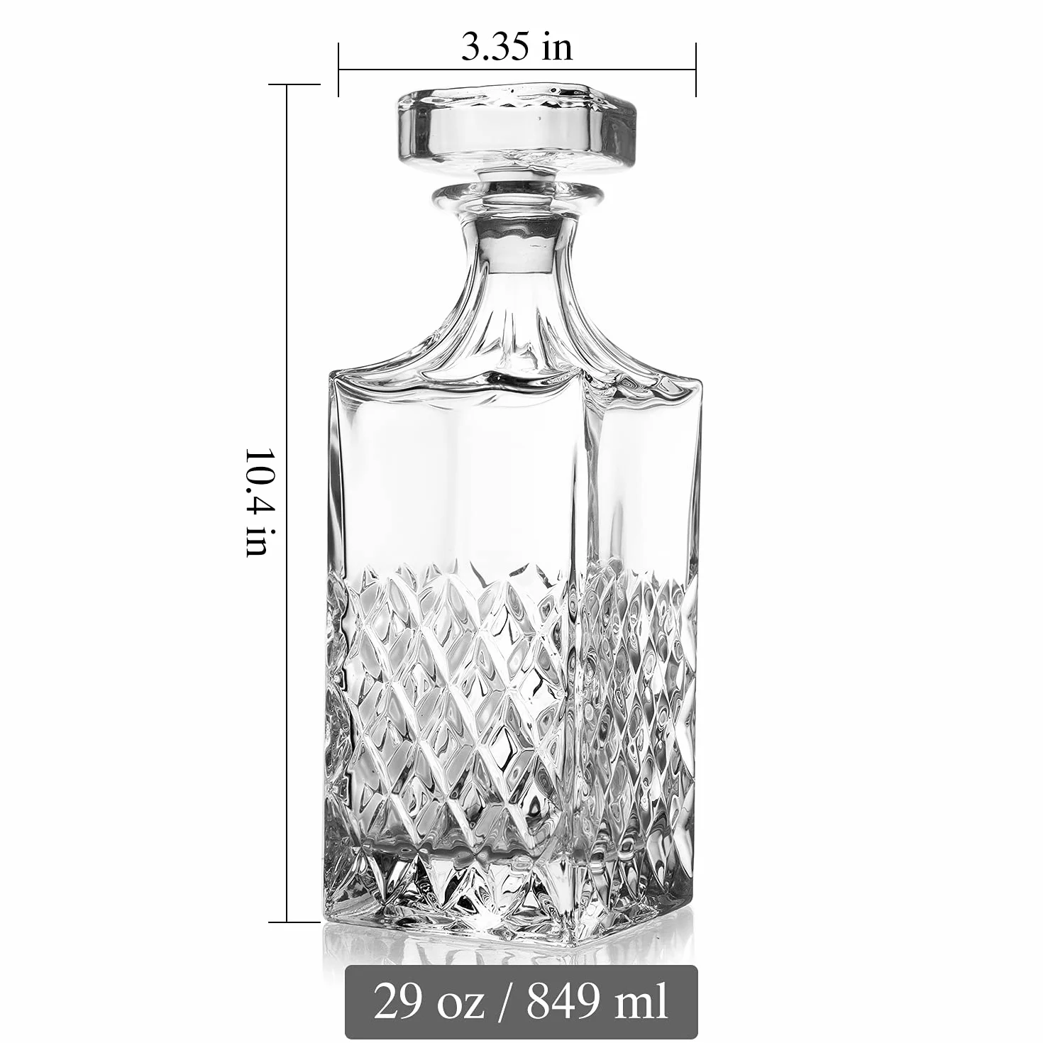 Karafka do whisky, 849 ml, nieołowiowa kryształowa karafka z korkiem w pudełku upominkowym