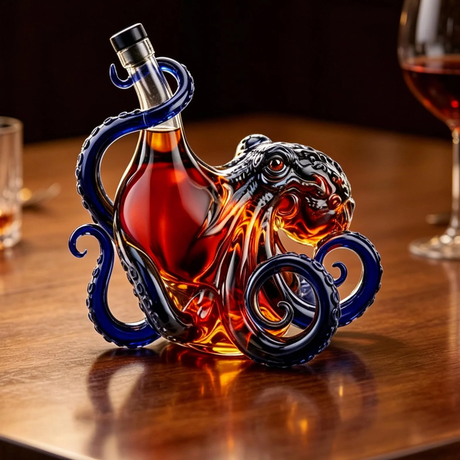 Rum Edition butelka z ośmiornicą 3D, dekoracja głębinowa butelka Stanley, ekspozycja sztuki żeglarskiej, ekspozycja na wino, likier, napoje gazowane i kubek Stanley