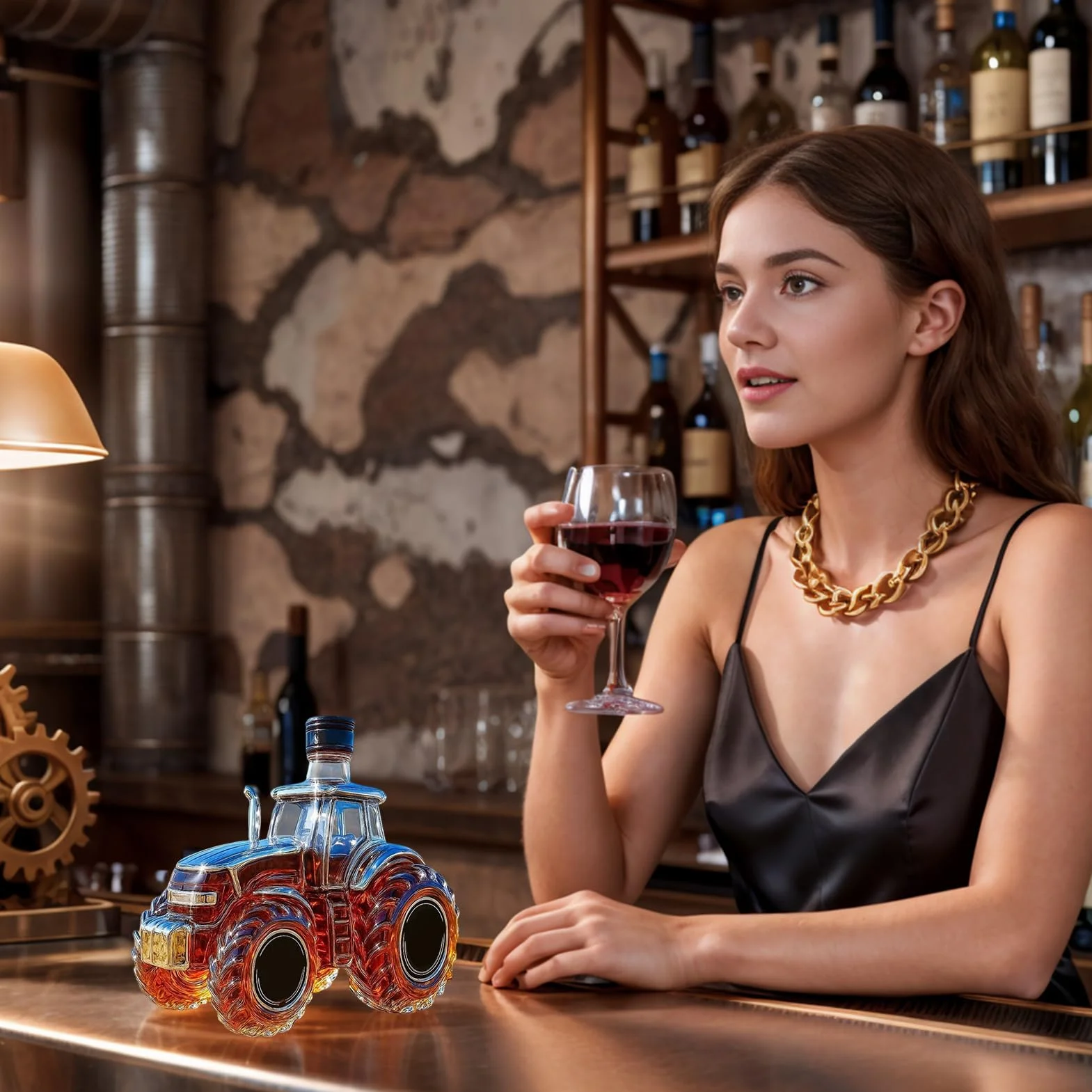 Traktor Butelka na whisky, 300 ml, w kształcie traktora, szklana butelka na whisky, karafka na rodzinne imprezy, Boże Narodzenie, wesela, napoje