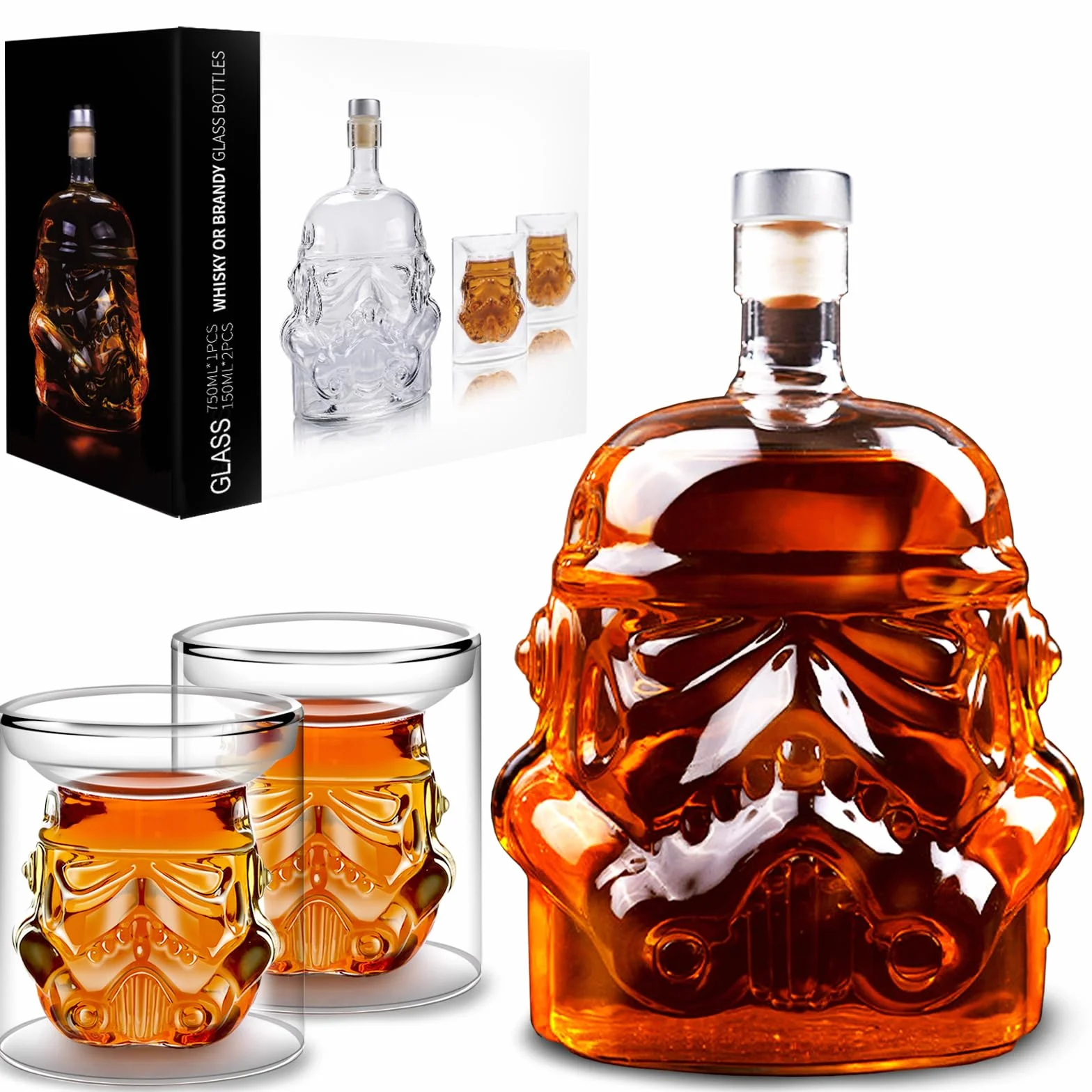 Butelka do whisky, karafka, karafka z 2 szklankami, szklanki do whisky, karafka do wina, likieru, szkockiego, bourbona, brandy, 750 ml
