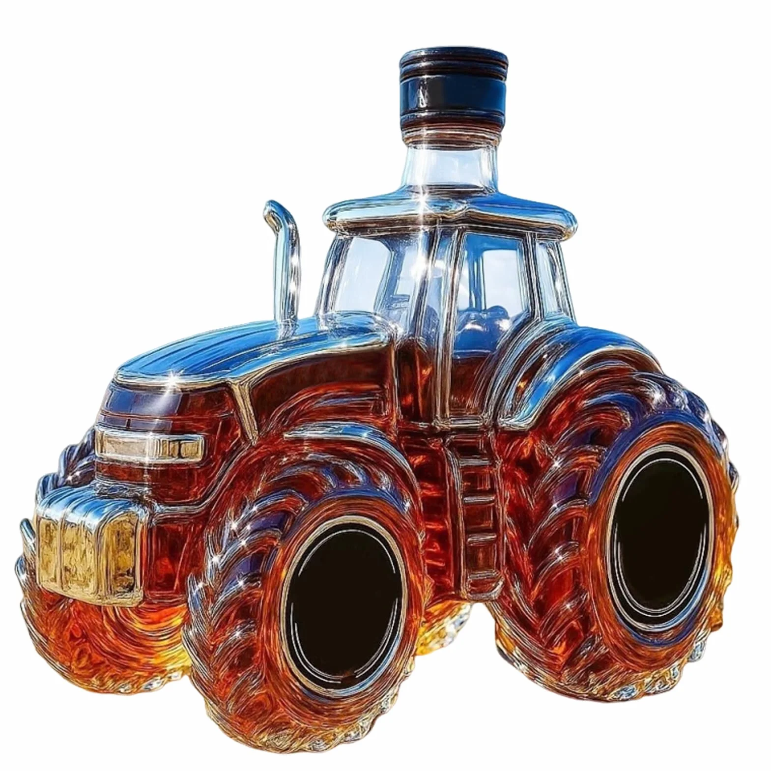 Traktor Butelka na whisky, 300 ml, w kształcie traktora, szklana butelka na whisky, karafka na rodzinne imprezy, Boże Narodzenie, wesela, napoje