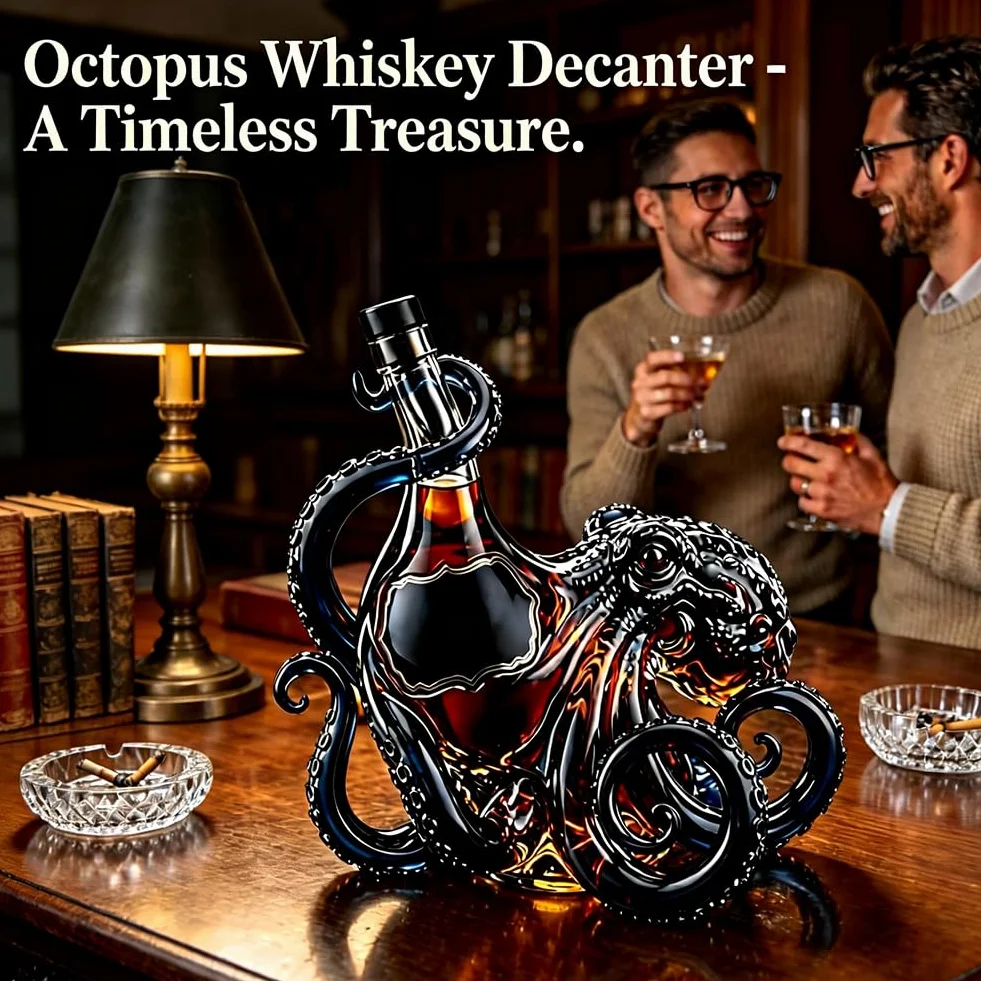 Octopus szklana karafka 350 ml, butelka na alkohol morski, borokrzemowa karafka do whisky, dekoracyjna rzeźba barowa, prezent dla miłośników domu i marynarki