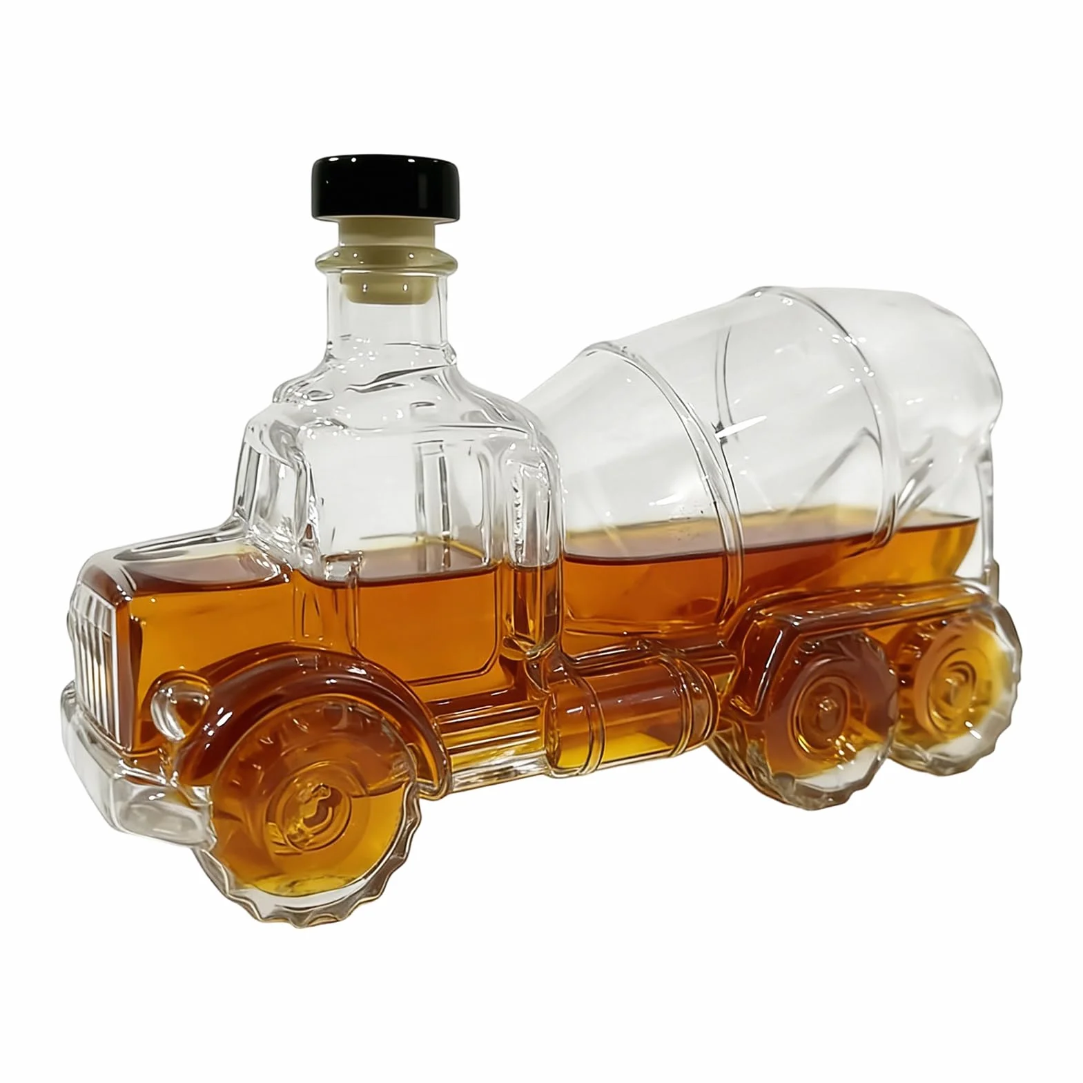 Karafka do whisky, 300 ml, konstrukcja ciężarówki z mieszaczem cementu, kryształowa karafka do whisky w kształcie samochodu, , szczelna butelka na napoje burbonowe, rodzinne przyjęcie