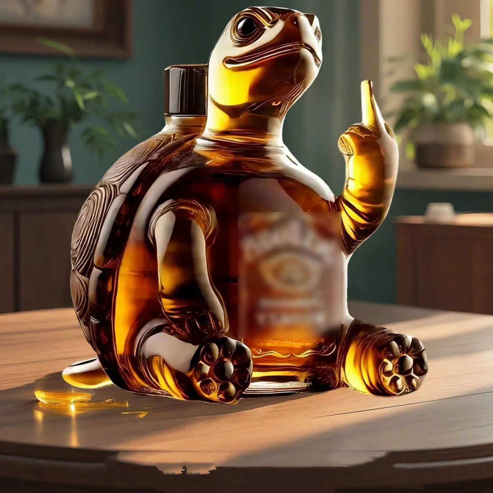 Karafka do whisky - statuetka artystyczna, 300 ml kreatywna karafka do czerwonego wina, ciekawe ozdoby do szklanej karafki do whisky, rzeźba butelki żółwia whisky, butelka wina
