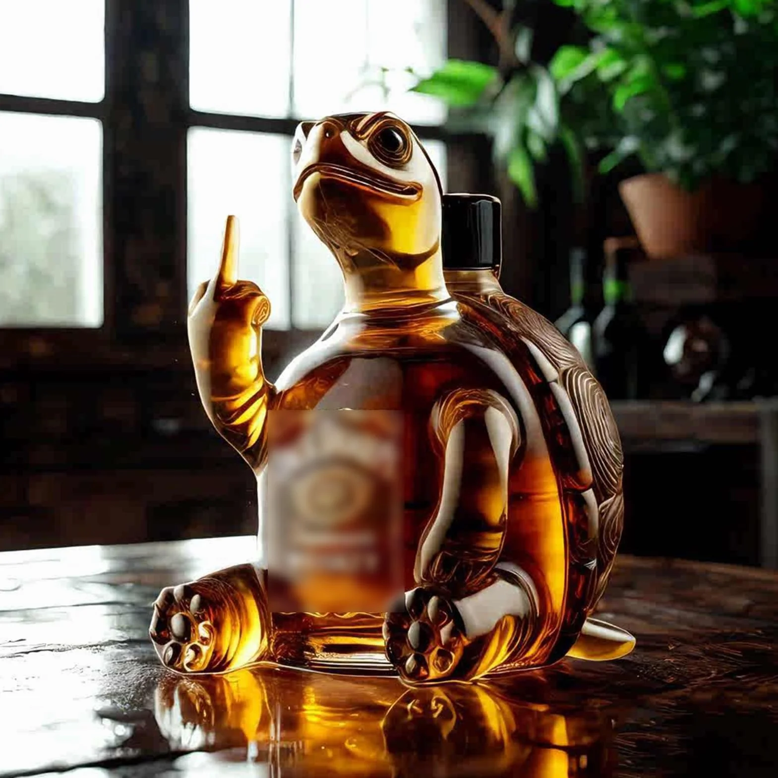Karafka do whisky - statuetka artystyczna, 300 ml kreatywna karafka do czerwonego wina, ciekawe ozdoby do szklanej karafki do whisky, rzeźba butelki żółwia whisky, butelka wina