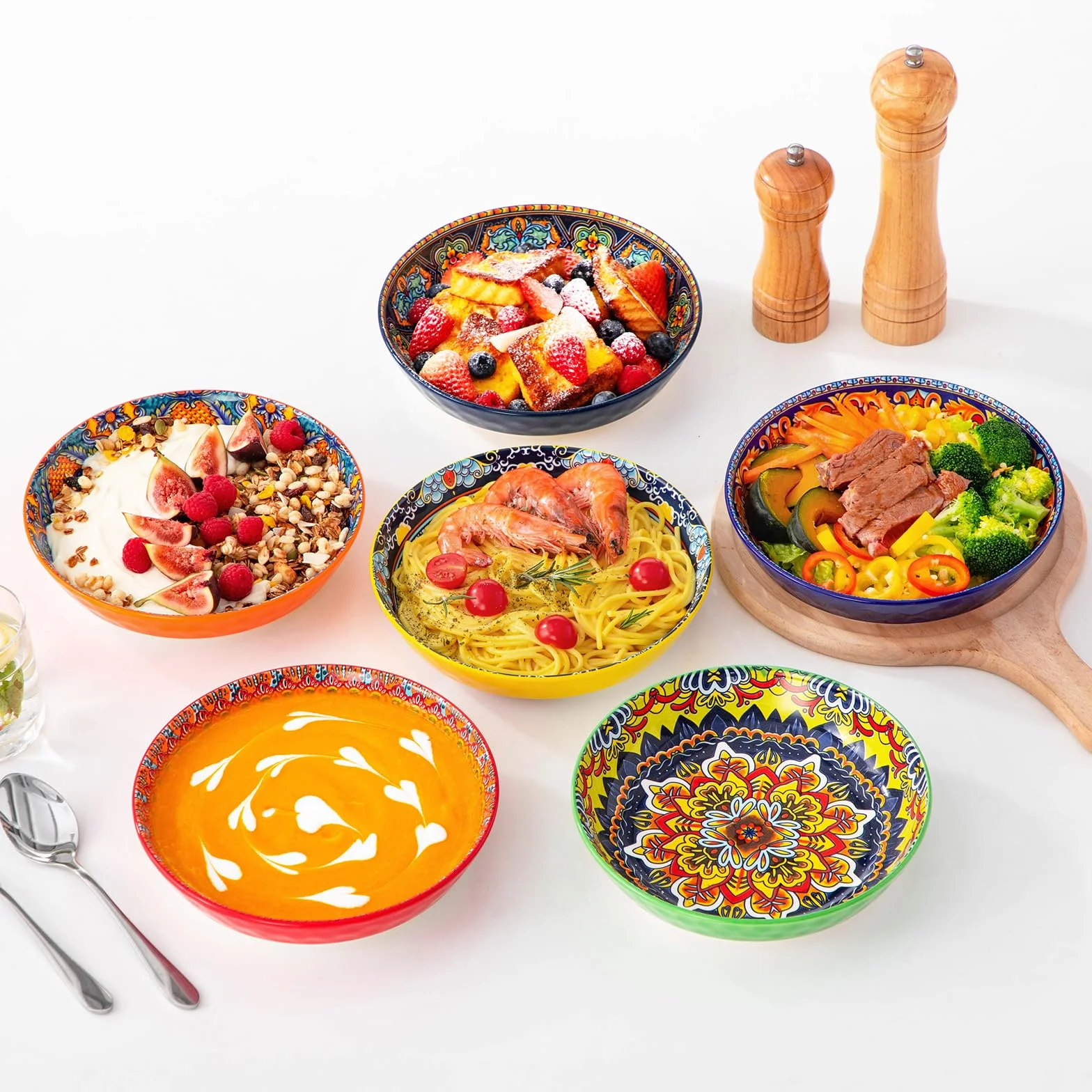 vancasso KRVI miski do makaronu, miski do sałatek 907 ml, zestaw 6 szt