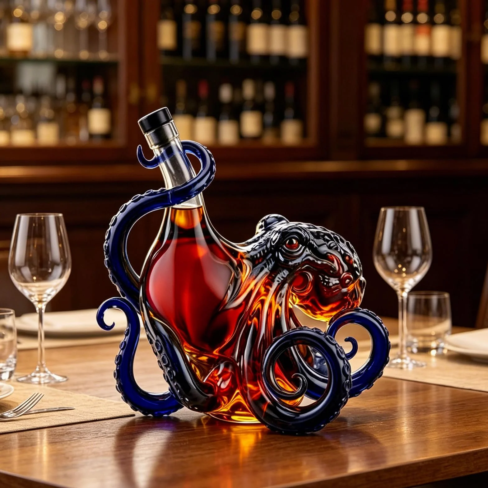 Rum Edition butelka z ośmiornicą 3D, dekoracja głębinowa butelka Stanley, ekspozycja sztuki żeglarskiej, ekspozycja na wino, likier, napoje gazowane i kubek Stanley