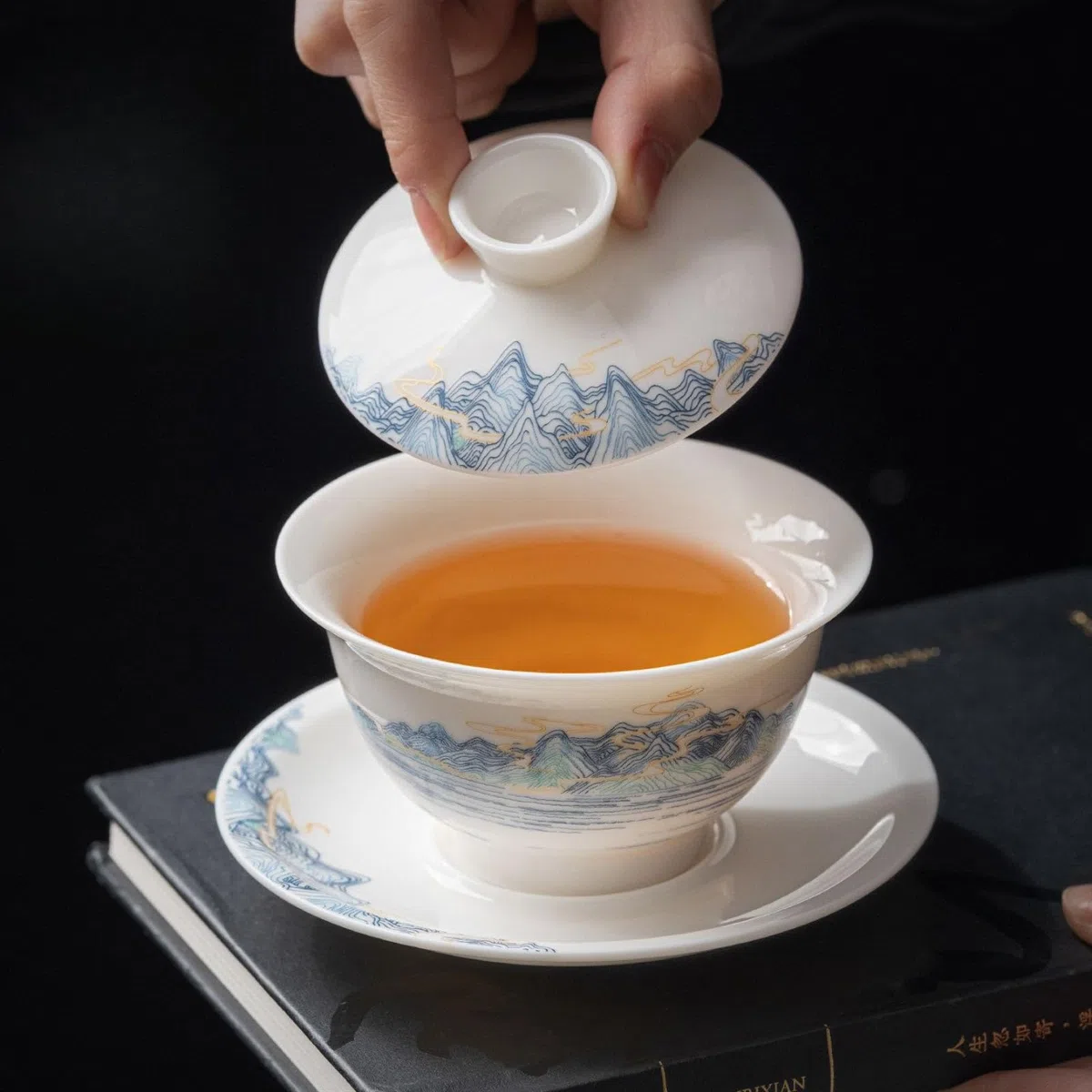 Baranina tłuszcz jadeitowy porcelanowy Gaiwan, 200 ml 200 ml, domowy zestaw do parzenia herbaty Kung Fu