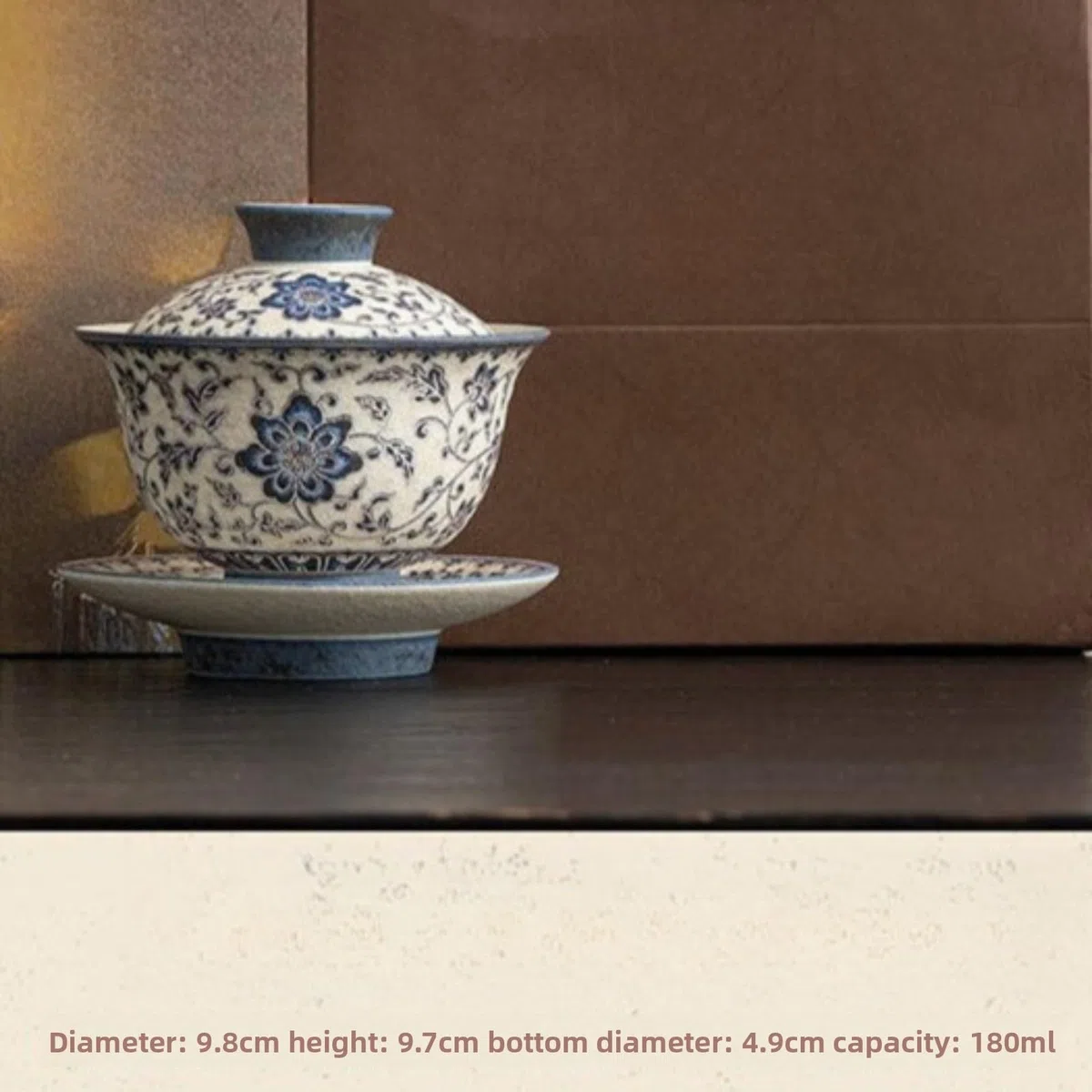 Niebieski i biały spleciony lotos ceramiczny Gaiwan, 180 ml, 170 ml, z pokrywką zestaw do herbaty Kung Fu